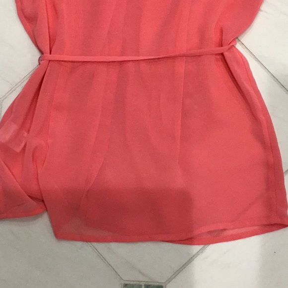 Banana Republic FO sheer sleeveless button front w/tie waist blouse, pink XSP - Picture 11 of 15